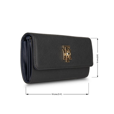 Tommy Hilfiger Paloma Womenbs Leather Flap Wallet Black