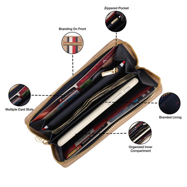 Tommy Hilfiger Zuri Womenbs Leather Zip Around Wallet Beige