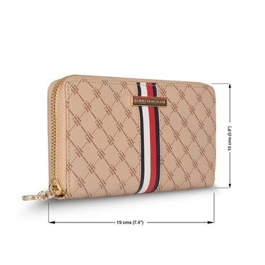 Tommy Hilfiger Zuri Womenbs Leather Zip Around Wallet Beige