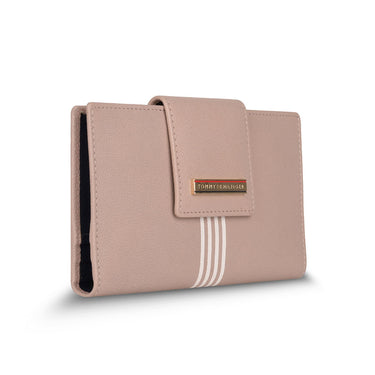 Tommy Hilfiger Alivia Womenbs Leather Flap Wallet Beige