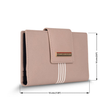 Tommy Hilfiger Alivia Womenbs Leather Flap Wallet Beige