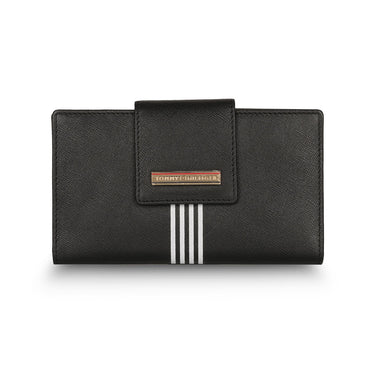 Tommy Hilfiger Alivia Womenbs Leather Flap Wallet Black