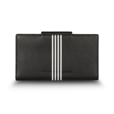 Tommy Hilfiger Alivia Womenbs Leather Flap Wallet Black