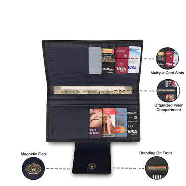 Tommy Hilfiger Alivia Womenbs Leather Flap Wallet Black