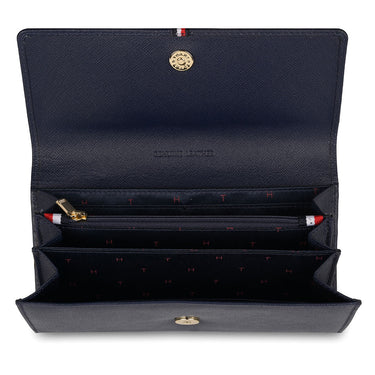 Tommy Hilfiger Ariel Womenbs Leather Flap Wallet Navy