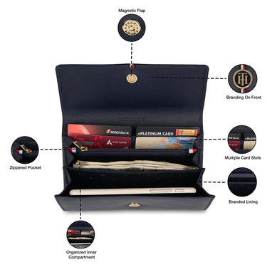 Tommy Hilfiger Ariel Womenbs Leather Flap Wallet Navy