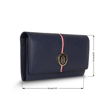 Tommy Hilfiger Ariel Womenbs Leather Flap Wallet Navy