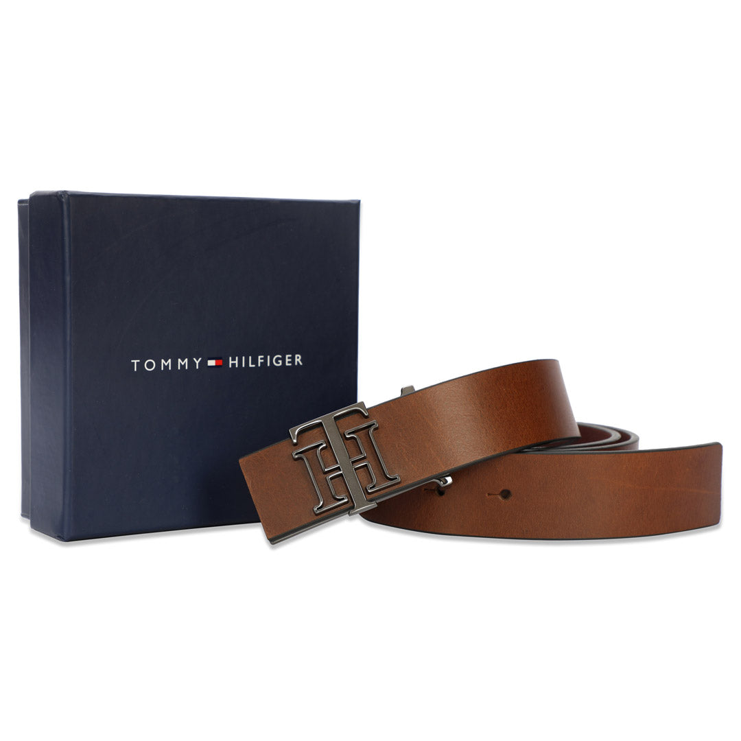 Tommy Hilfiger Leroy Mens Non Reversible Leather Belt Tan
