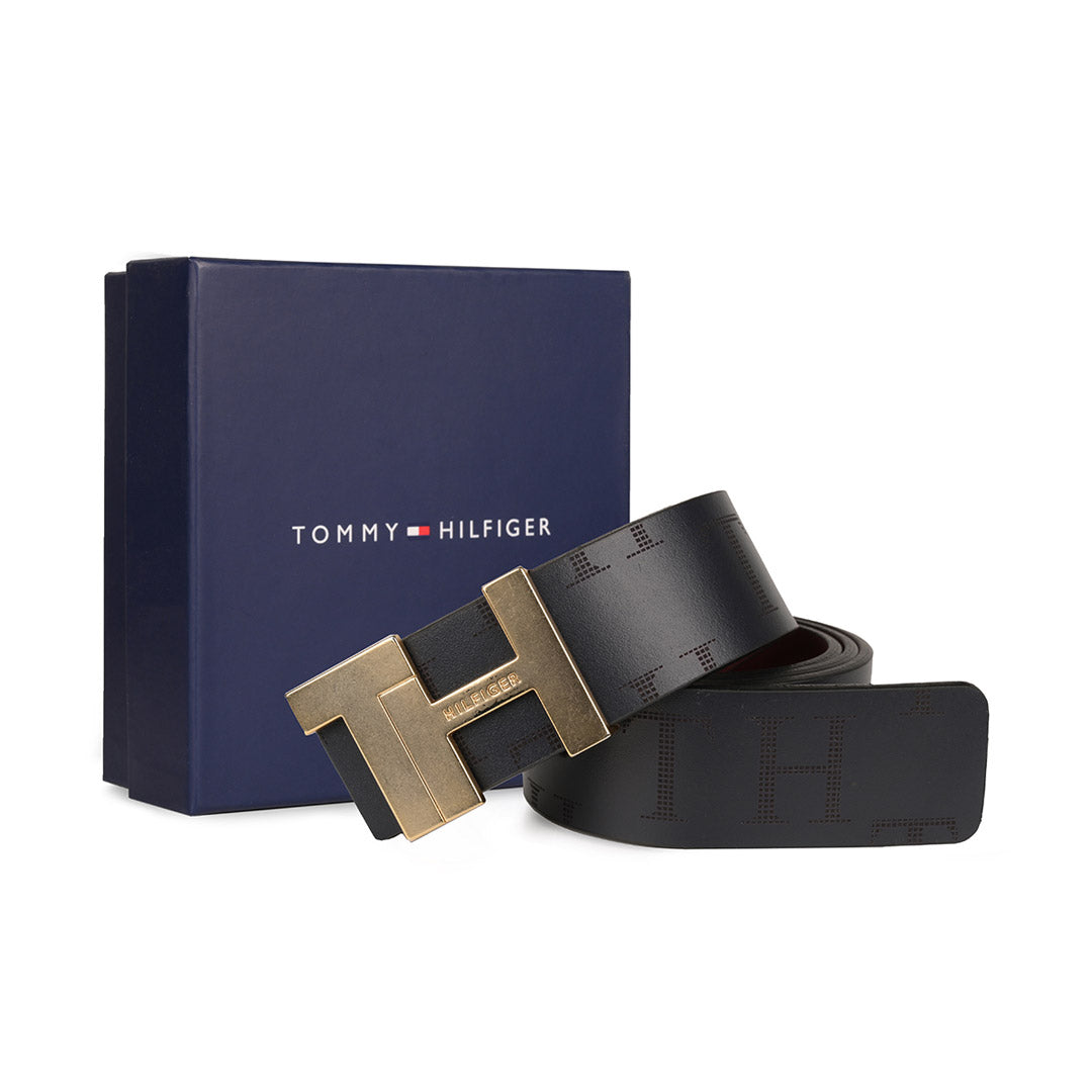 Tommy Hilfiger Otto Mens Reversible Leather Belt Navy