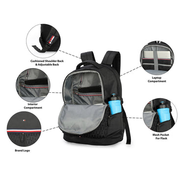 Tommy Hilfiger Dante Unisex Polyester Laptop Backpack BlackTommy Hilfiger Dante Unisex Polyester Laptop Backpack Black