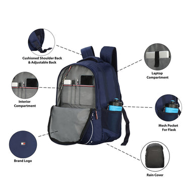 Tommy Hilfiger Dante Unisex Polyester Laptop Backpack Navy