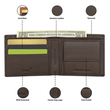 The Vertical Milenia Men Leather Global Coin Wallet Brown