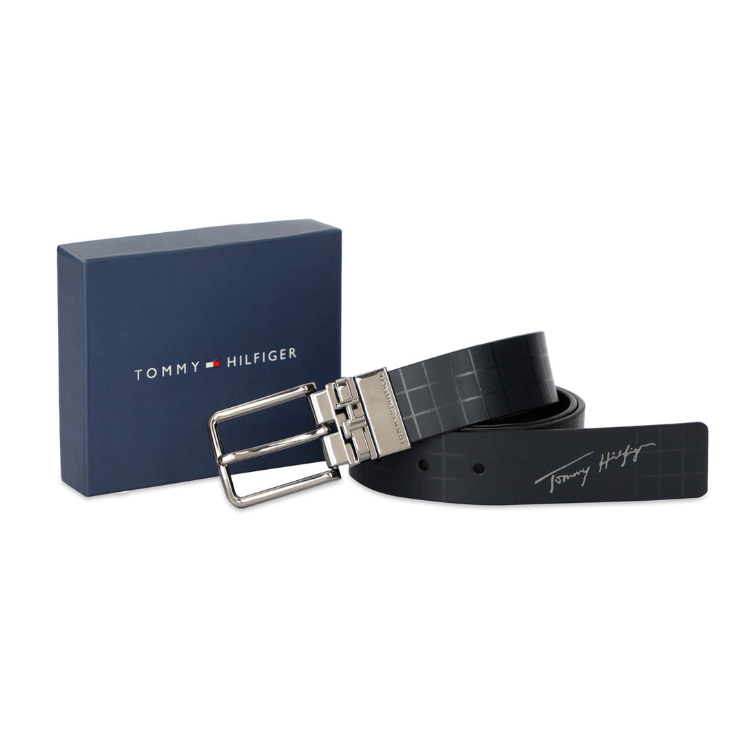 Tommy Hilfiger Luxem Mens Leather Reversible Belt navy