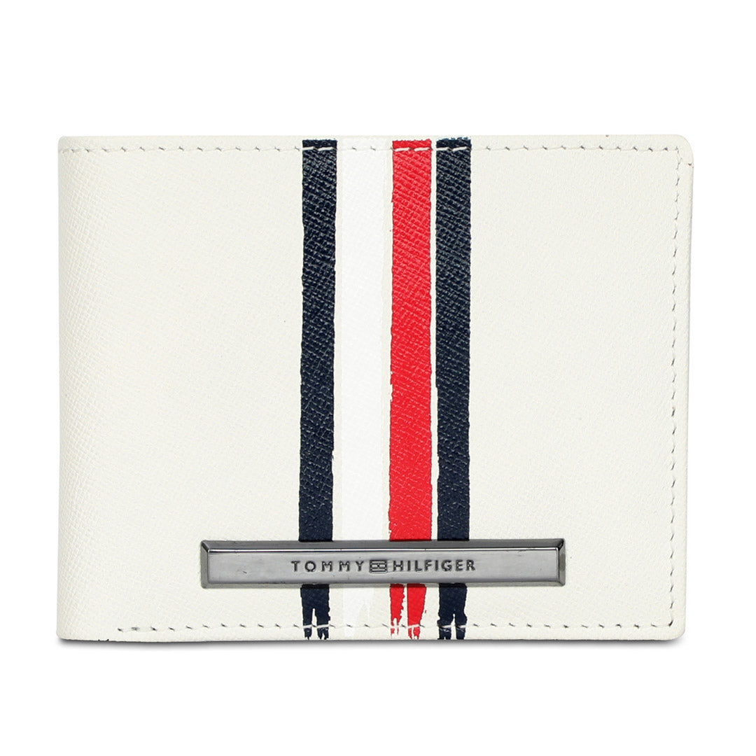 Tommy Hilfiger Michelin Mens Leather Global Coin Wallet White