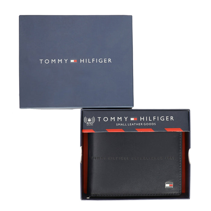 Tommy Hilfiger Dawson Mens Leather Multicard Coin Wallet navy