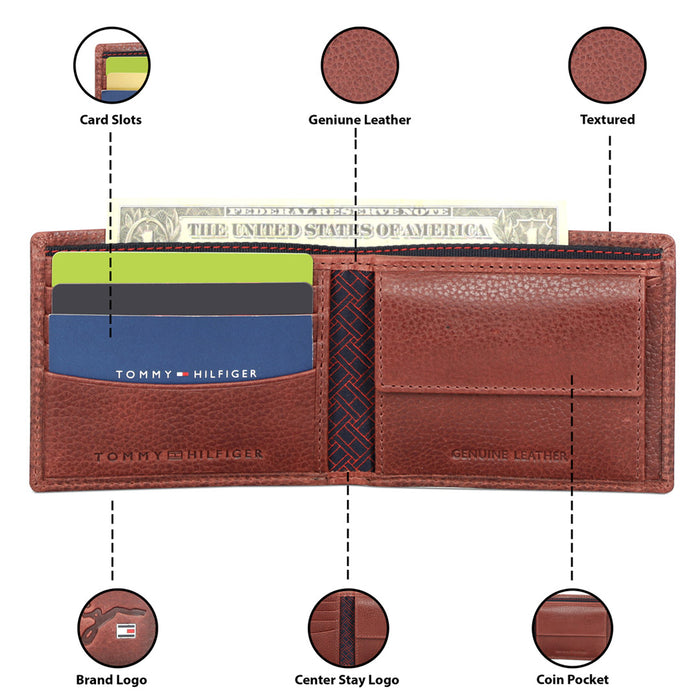 Tommy hilfiger wallet genuine leather sales