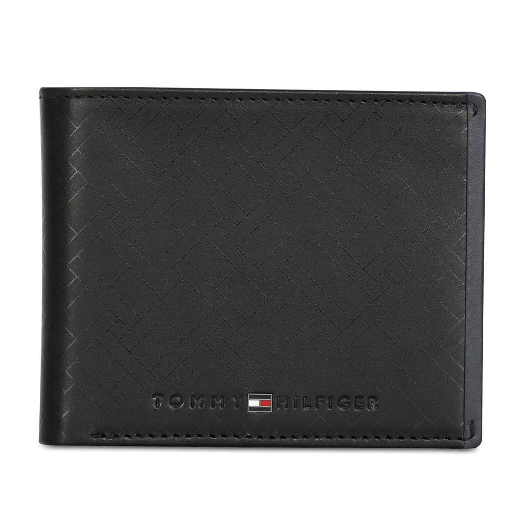Tommy Hilfiger Ather Men Leather Passcase Wallet Black