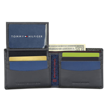 Tommy Hilfiger Ather Men Leather Passcase Wallet Black