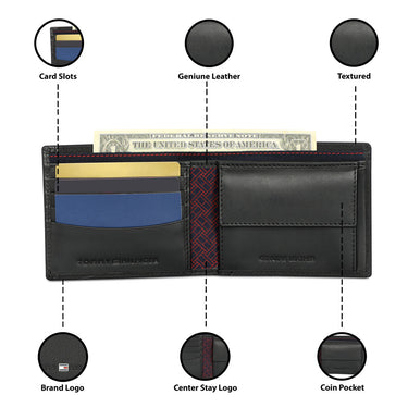 Tommy Hilfiger Matteo Mens Leather Global Coin Wallet Black