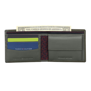 Tommy Hilfiger Matteo Mens Leather Global Coin Wallet Olive