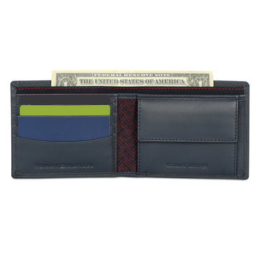 Tommy Hilfiger Matteo Mens Leather Global Coin Wallet Navy