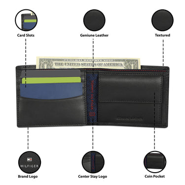 Tommy Hilfiger Niccolo Mens Leather Multicard Coin Wallet Black