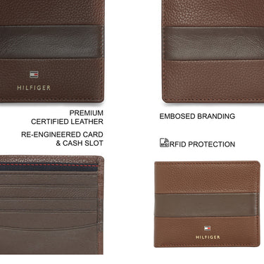 Tommy Hilfiger Niccolo Mens Leather Passcase Wallet Brown