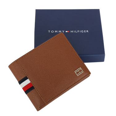 Tommy Hilfiger Alonzo Men Leather Passcase Wallet Cognac