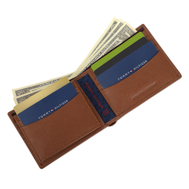 Tommy Hilfiger Alonzo Men Leather Passcase Wallet Cognac