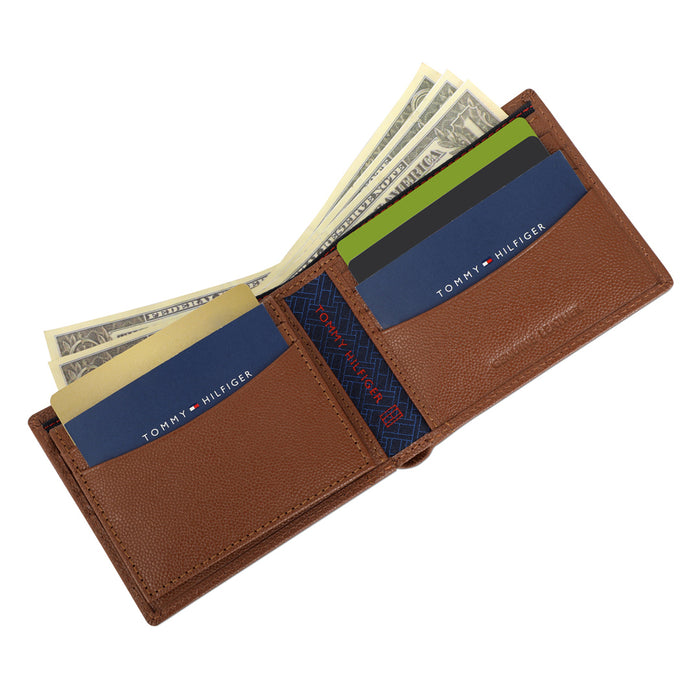 Tommy Hilfiger Alonzo Men Leather Passcase Wallet Cognac