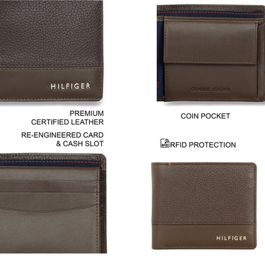 Tommy Hilfiger Aurelio Mens Leather Multicard Coin Wallet Brown