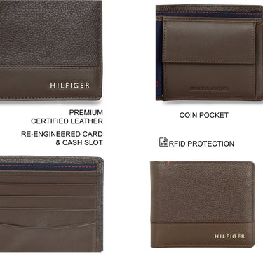 Tommy Hilfiger Aurelio Mens Leather Global Coin Wallet Brown