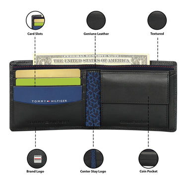 Tommy Hilfiger Renato Mens Leather Global Coin Wallet Black