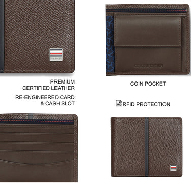 Tommy Hilfiger Renato Mens Leather Global Coin Wallet Brown