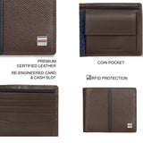 Tommy Hilfiger Renato Mens Leather Global Coin Wallet Brown