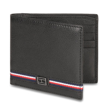 Tommy Hilfiger Darven Mens Leather Slimfold Wallet Black