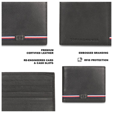 Tommy Hilfiger Darven Mens Leather Slimfold Wallet Black