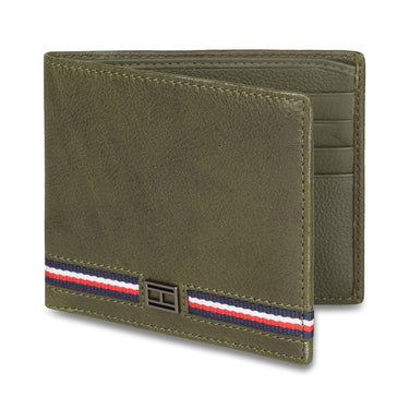 Tommy Hilfiger Darven Mens Leather Slimfold Wallet Olive