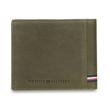 Tommy Hilfiger Darven Mens Leather Slimfold Wallet Olive