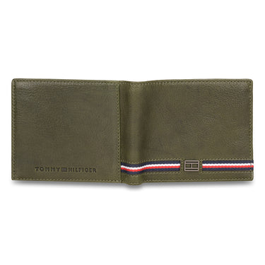Tommy Hilfiger Darven Mens Leather Slimfold Wallet Olive