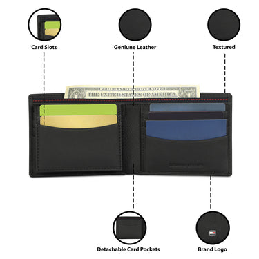 Tommy Hilfiger Rocco Mens Leather Global Coin Wallet Black