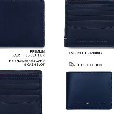 Tommy Hilfiger Cesare Mens Leather Global Coin Wallet navy