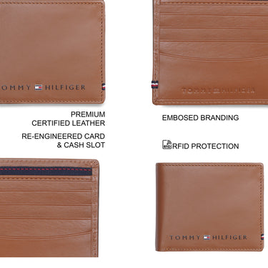 Tommy Hilfiger Cesare Mens Leather Global Coin Wallet navy Brown