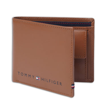 Tommy Hilfiger Cesare Mens Leather Global Coin Wallet navy Brown