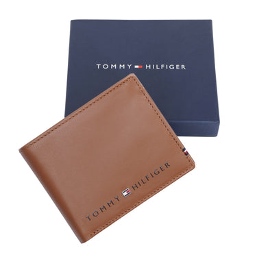 Tommy Hilfiger Cesare Mens Leather Global Coin Wallet navy Brown