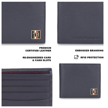 Tommy Hilfiger Vincen Mens Leather Global Coin Wallet Navy