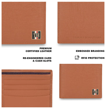 Tommy Hilfiger Vincen Mens Leather Passcase Wallet Tan