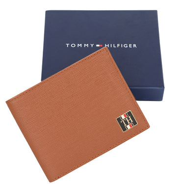 Tommy Hilfiger Vincen Mens Leather Passcase Wallet Tan