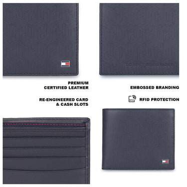 Tommy Hilfiger Stefano Mens Leather Global Coin Wallet Navy