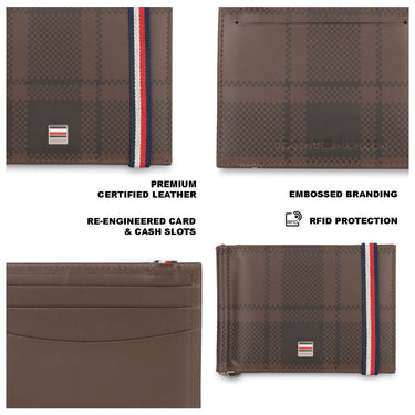 Tommy Hilfiger Weimar Mens Leather Money Clip Brown